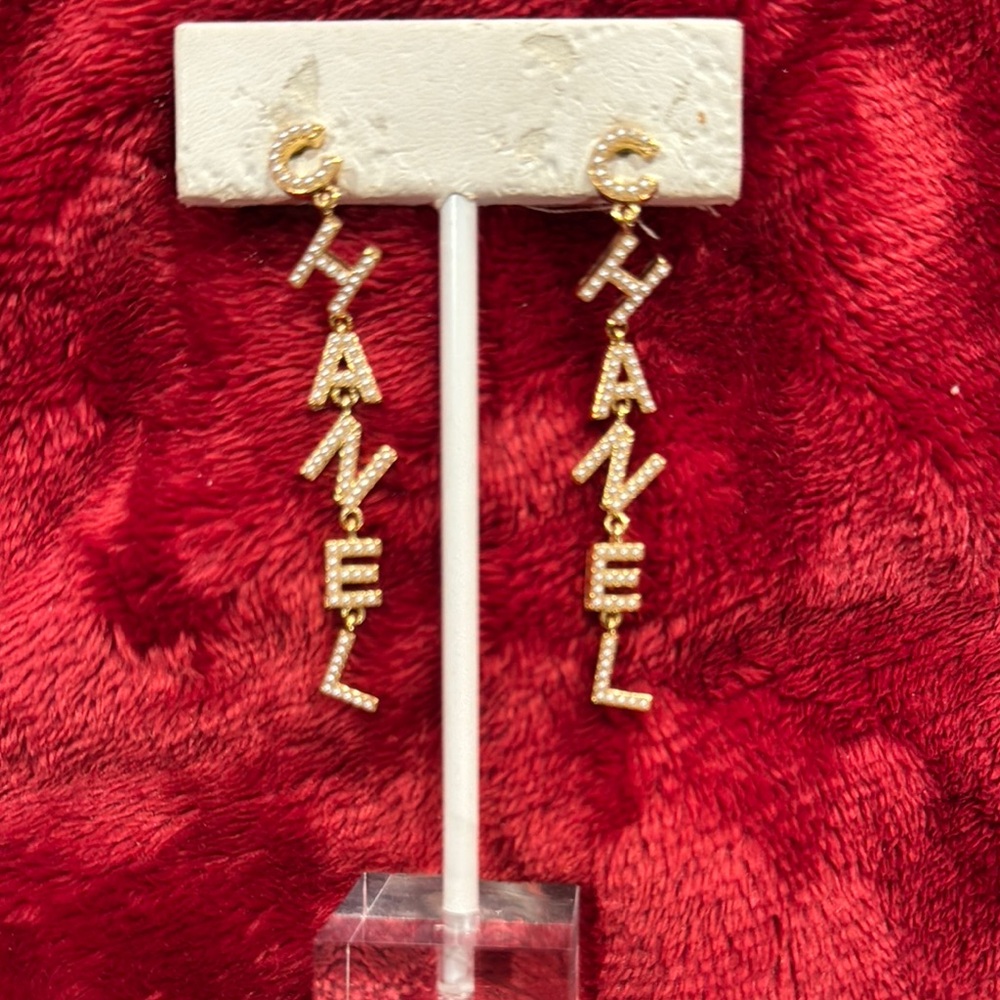 Fashion Designer Gold Tone Drop Earrings